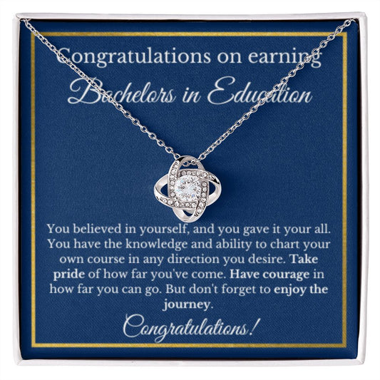 BS in Education Graduation Gifts, Future Teacher Gifts, Bachelors of Education Gold Diamond Necklace