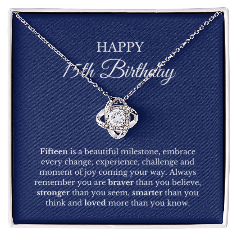 15th Birthday Necklace, Birthday Love Knot Necklace, Birthday Gifts For Woman, Birthday Card, Pendant Necklace