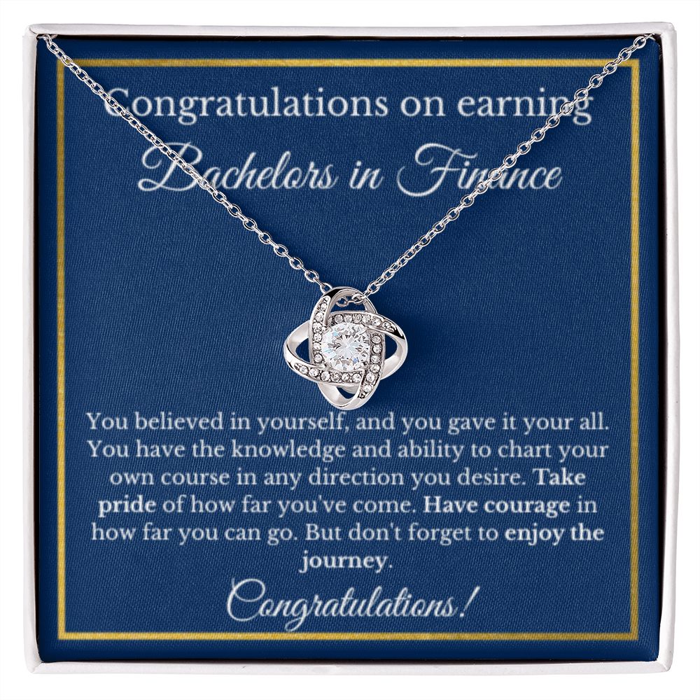 BS in Finance Graduation Gifts, Finance Business School Grad Gifts, Bachelors of Finance Gold Diamond Necklace