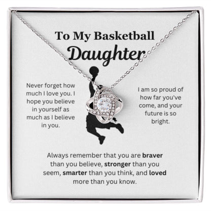 To My Basketball Daughter Necklace, Father-Daughter Jewelry, Mother-Daughter Gift, Birthday Heart Pendant, Gold Jewelry, Message Card