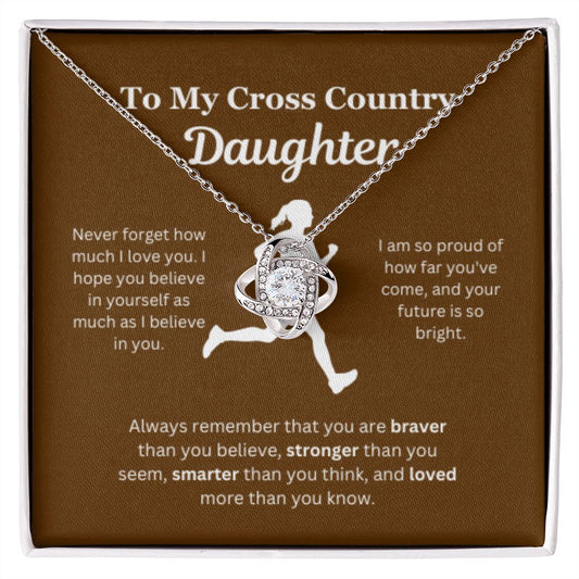 EllePendants To My Cross Country Daughter Necklace, Father Daughter Necklace, Mother Daughter Necklace, Daughter Birthday, Heart Jewelry, Gold Jewelry