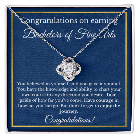 Bachelors of Fine Arts Degree Graduation Gifts, Art Gifts, Bachelors of Fine Arts Gold Diamond Necklace