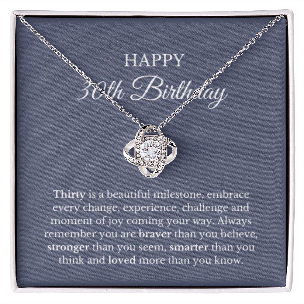 30th Birthday Necklace, Birthday Love Knot Necklace, Birthday Gifts For Woman, Birthday Card, Pendant Necklace