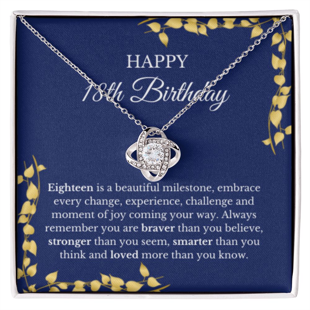 18th Birthday Necklace, Birthday Love Knot Necklace, Birthday Gifts For Woman, Birthday Card, Pendant Necklace