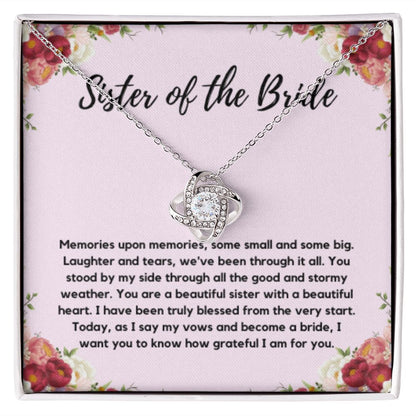 Sister of the Bride Gift Necklace, Sister Wedding Gift from Bride to Sister rehearsal dinner Gift to my Sister on my Wedding Day