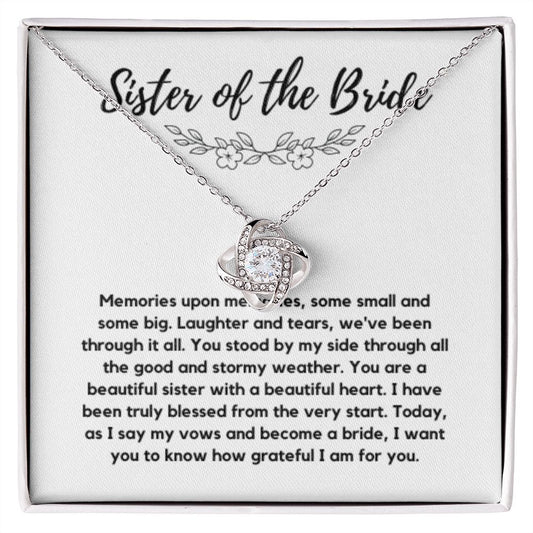 Sister of the Bride Gift Necklace, Sister Wedding Gift from Bride to Sister rehearsal dinner Gift to my Sister on my Wedding Day