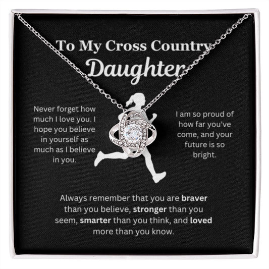 EllePendants To My Cross Country Daughter Necklace, Father Daughter Necklace, Mother Daughter Necklace, Daughter Birthday, Heart Jewelry, Gold Jewelry