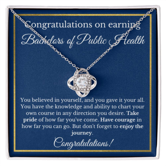 BS in Public Health Degree Graduation Gifts, Healthcare Gifts, Bachelors of Public Health Gold Diamond Necklace