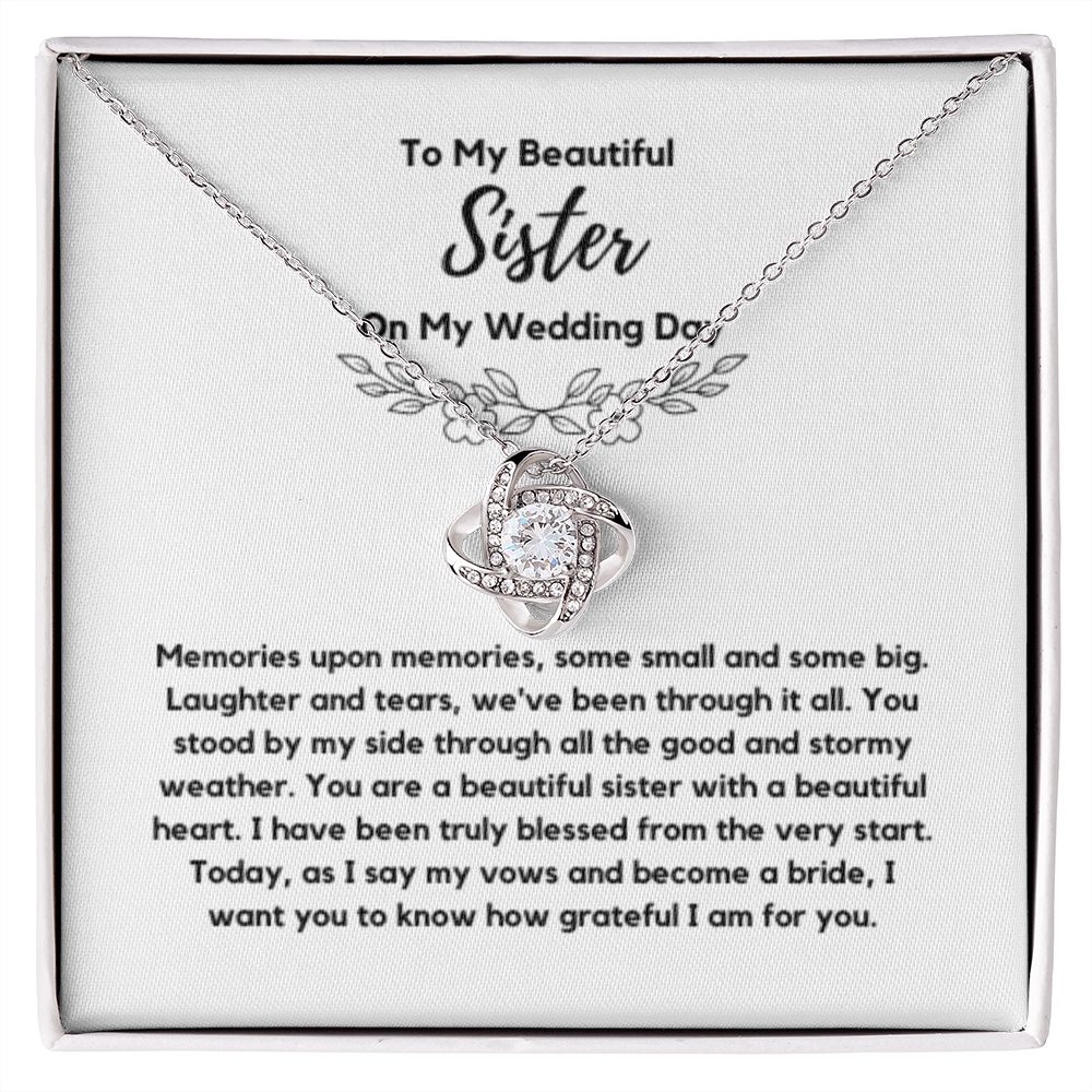 Sister of the Bride Gift Necklace, Sister Wedding Gift from Bride to Sister rehearsal dinner Gift to my Sister on my Wedding Day