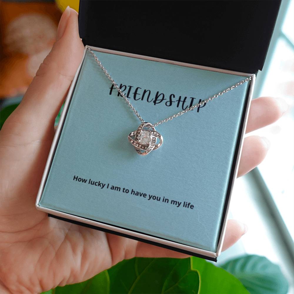 EllePendants Knot of Friendship, Hearts Friendship Necklace, Best Friend Necklaces, Friendship Jewelry Long Distance Birthday Christmas, Love Knot