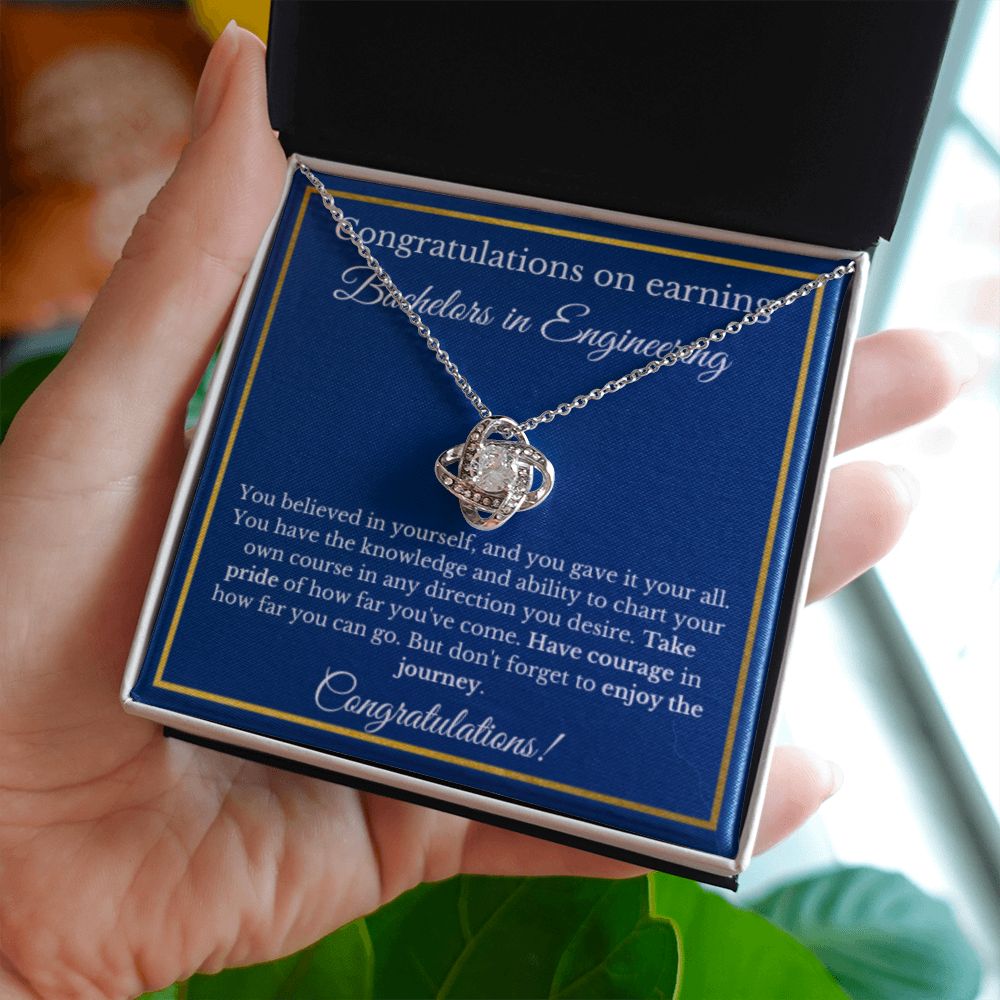 BS Engineering Degree Graduation Gifts, Technology, Engineer Gifts, Bachelors of Engineering Gold Diamond Necklace