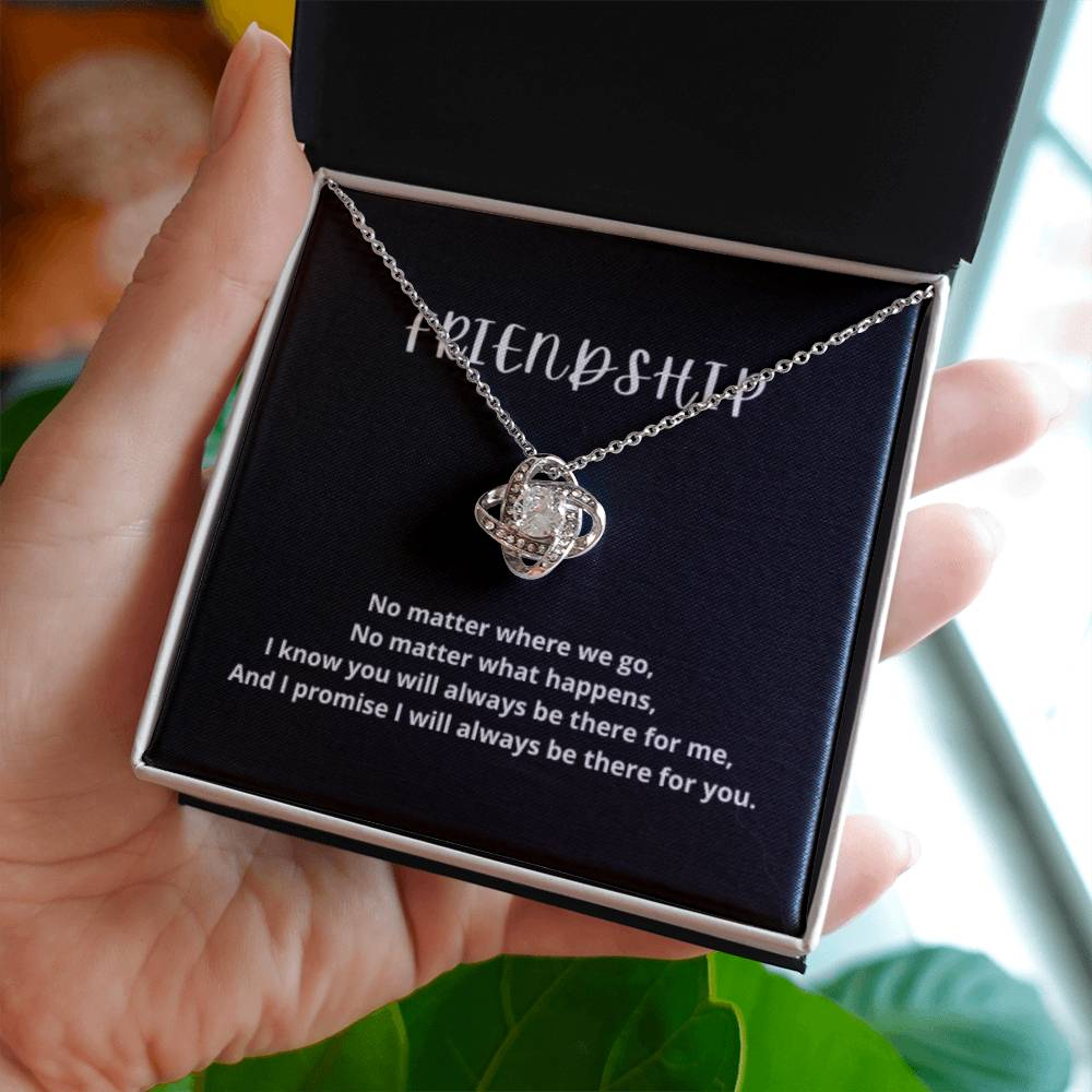 EllePendants Knot of Friendship, Hearts Friendship Necklace, Best Friend Necklaces, Friendship Jewelry Long Distance Birthday Christmas, Love Knot