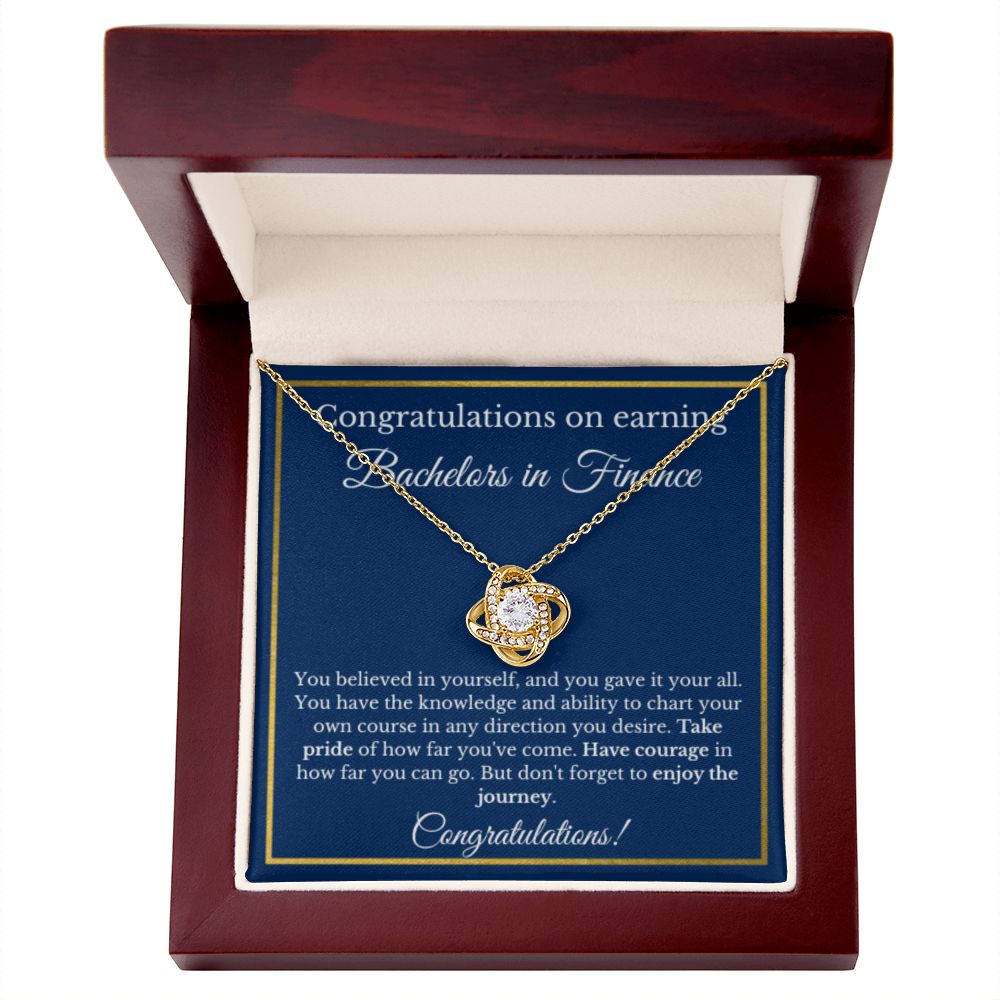 BS in Finance Graduation Gifts, Finance Business School Grad Gifts, Bachelors of Finance Gold Diamond Necklace