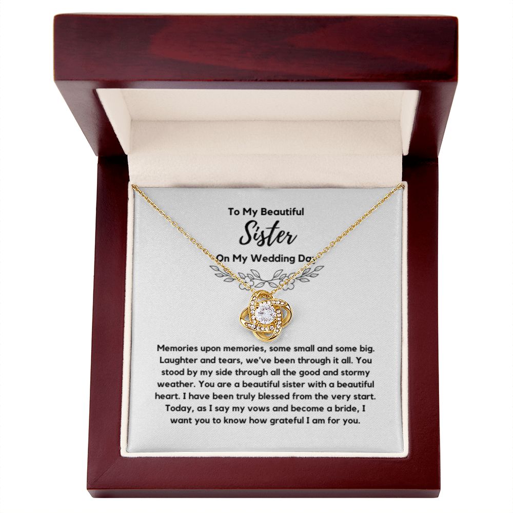 Sister of the Bride Gift Necklace, Sister Wedding Gift from Bride to Sister rehearsal dinner Gift to my Sister on my Wedding Day