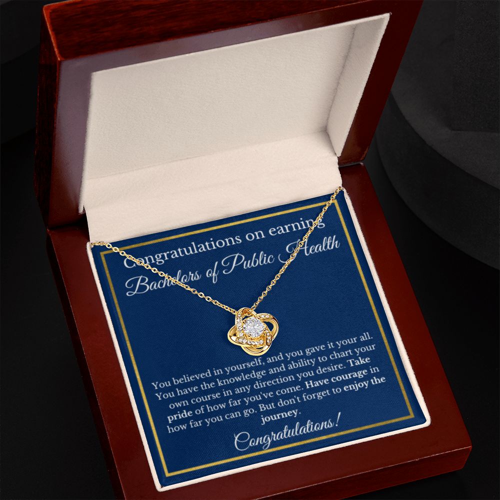 BS in Public Health Degree Graduation Gifts, Healthcare Gifts, Bachelors of Public Health Gold Diamond Necklace