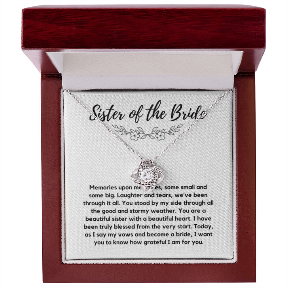 Sister of the Bride Gift Necklace, Sister Wedding Gift from Bride to Sister rehearsal dinner Gift to my Sister on my Wedding Day