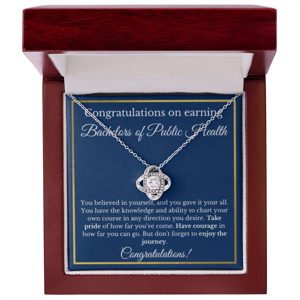 BS in Public Health Degree Graduation Gifts, Healthcare Gifts, Bachelors of Public Health Gold Diamond Necklace