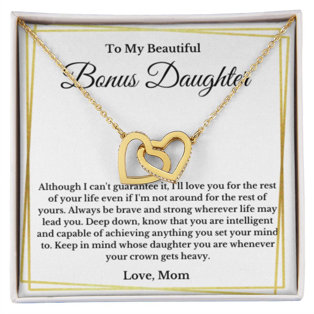 Bonus Daughter Necklace, Mother to Daughter Gift, Step Daughter Jewelry, Birthday Gift, Message Card