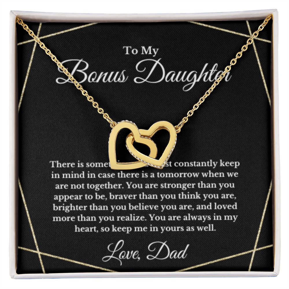 To My Bonus Daughter Necklace, Father Step Daughter Necklace, Birthday, Gifts to Bonus Daughter, Message Card Necklace