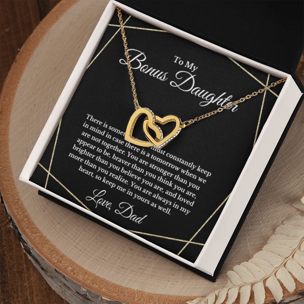 To My Bonus Daughter Necklace, Father Step Daughter Necklace, Birthday, Gifts to Bonus Daughter, Message Card Necklace