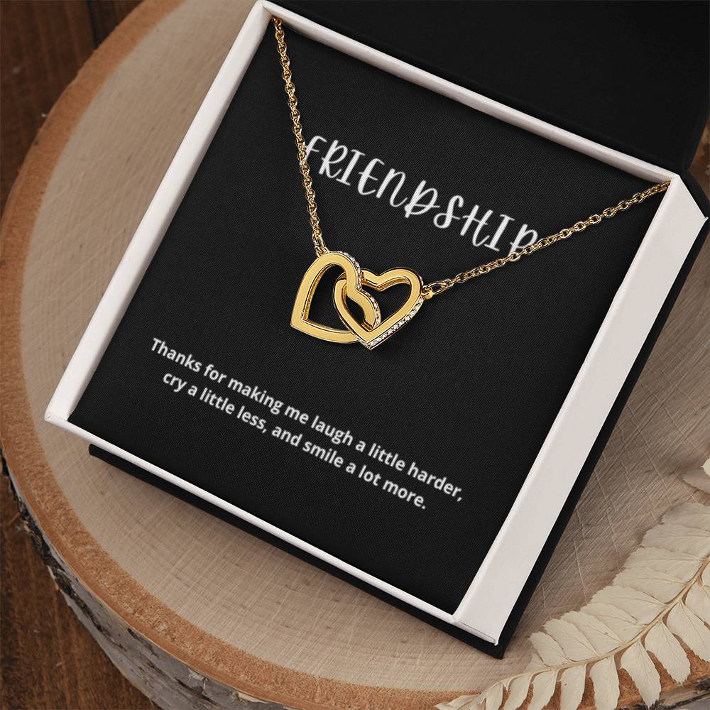 EllePendants Interlocking Hearts Friendship Necklace, Best Friend Necklaces, Friendship Necklaces Jewelry Long Distance Birthday Christmas