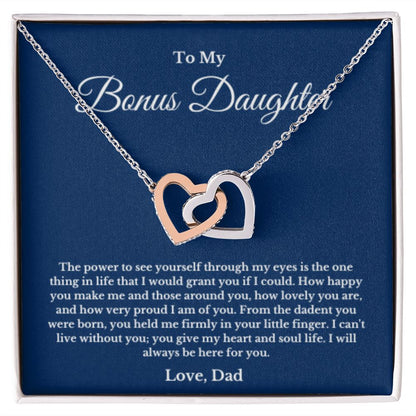 To My Bonus Daughter Necklace, Father Step Daughter Necklace, Birthday, Gifts to Bonus Daughter, Message Card Necklace