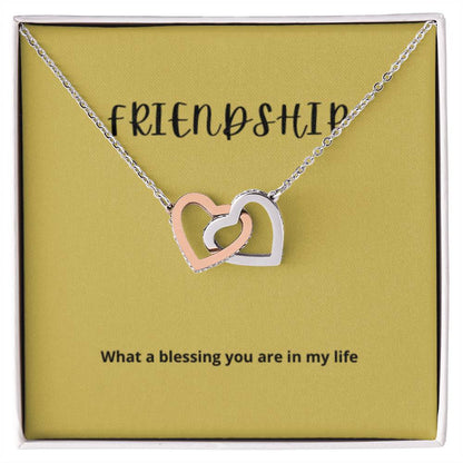 EllePendants Interlocking Hearts Friendship Necklace, Best Friend Necklaces, Friendship Necklaces Jewelry Long Distance Birthday Christmas