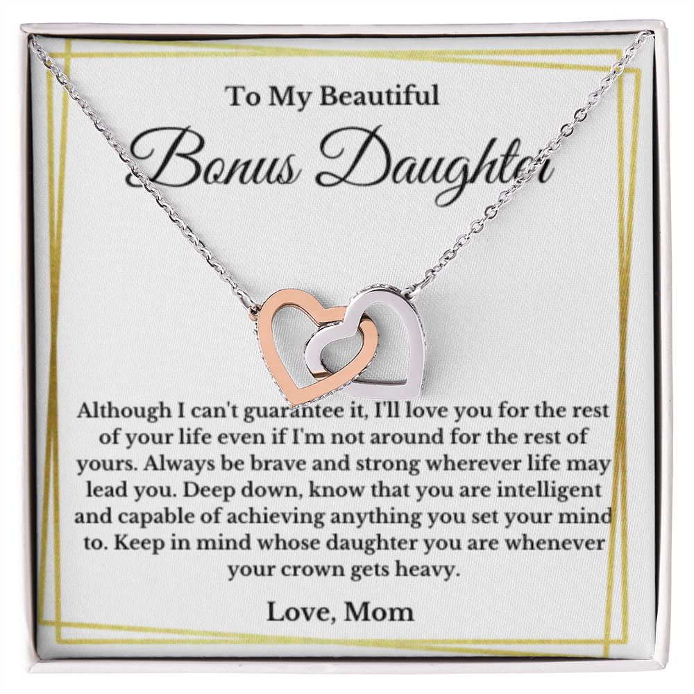 Bonus Daughter Necklace, Mother to Daughter Gift, Step Daughter Jewelry, Birthday Gift, Message Card