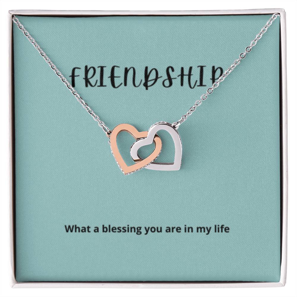 EllePendants Interlocking Hearts Friendship Necklace, Best Friend Necklaces, Friendship Necklaces Jewelry Long Distance Birthday Christmas