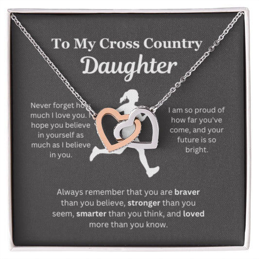 EllePendants To My Cross Country Daughter Necklace, Father Daughter Necklace, Mother Daughter Necklace, Daughter Birthday, Heart Jewelry, Gold Jewelry