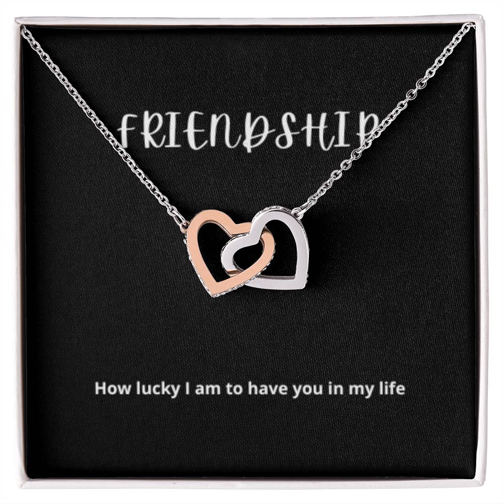 EllePendants Interlocking Hearts Friendship Necklace, Best Friend Necklaces, Friendship Necklaces Jewelry Long Distance Birthday Christmas