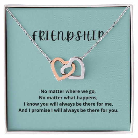 EllePendants Interlocking Hearts Friendship Necklace, Best Friend Necklaces, Friendship Necklaces Jewelry Long Distance Birthday Christmas