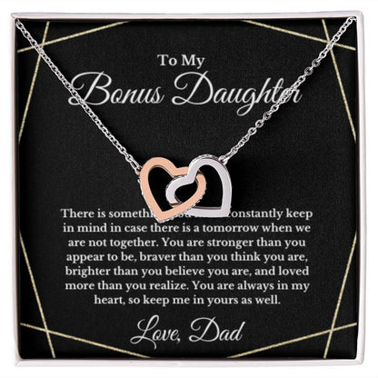 To My Bonus Daughter Necklace, Father Step Daughter Necklace, Birthday, Gifts to Bonus Daughter, Message Card Necklace