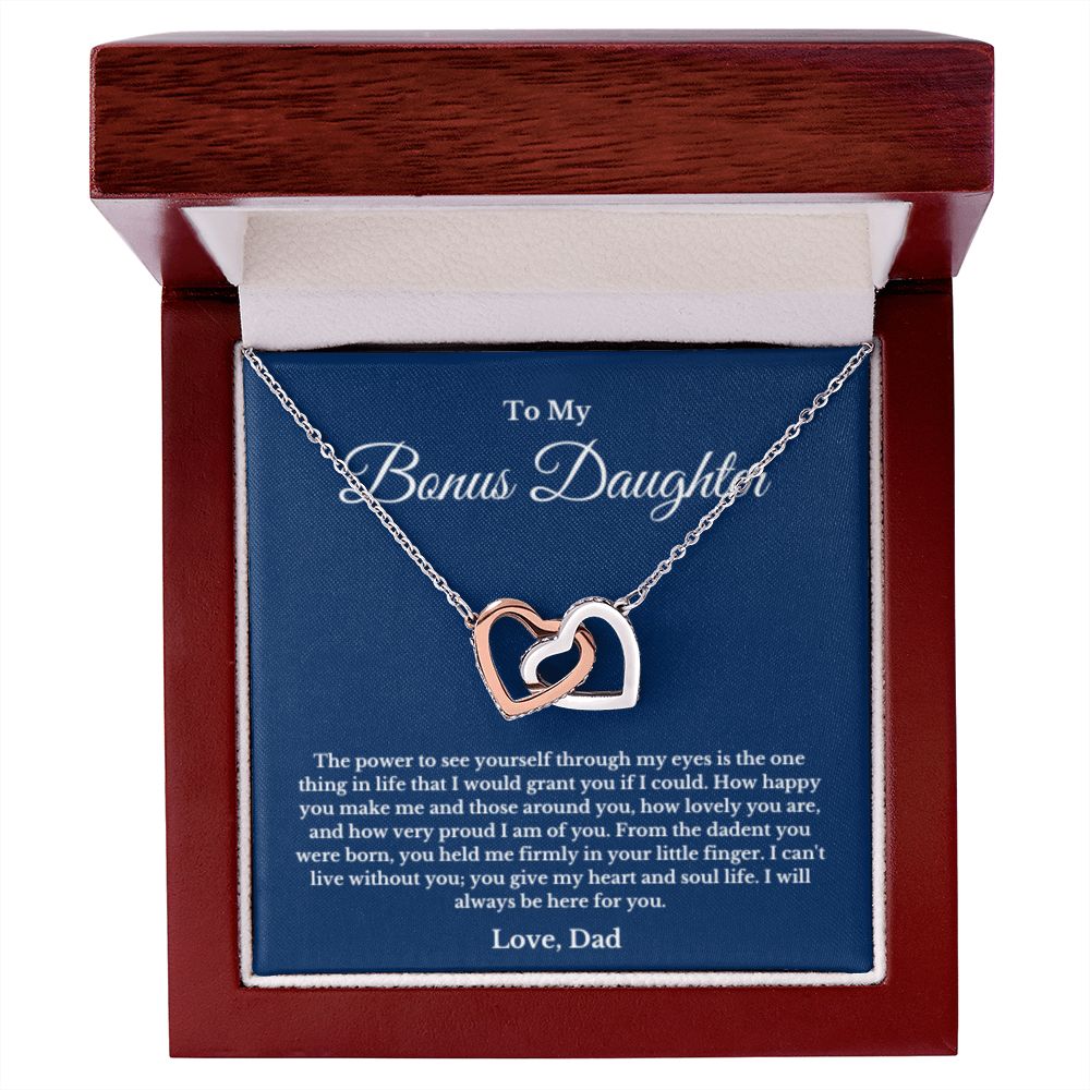 To My Bonus Daughter Necklace, Father Step Daughter Necklace, Birthday, Gifts to Bonus Daughter, Message Card Necklace