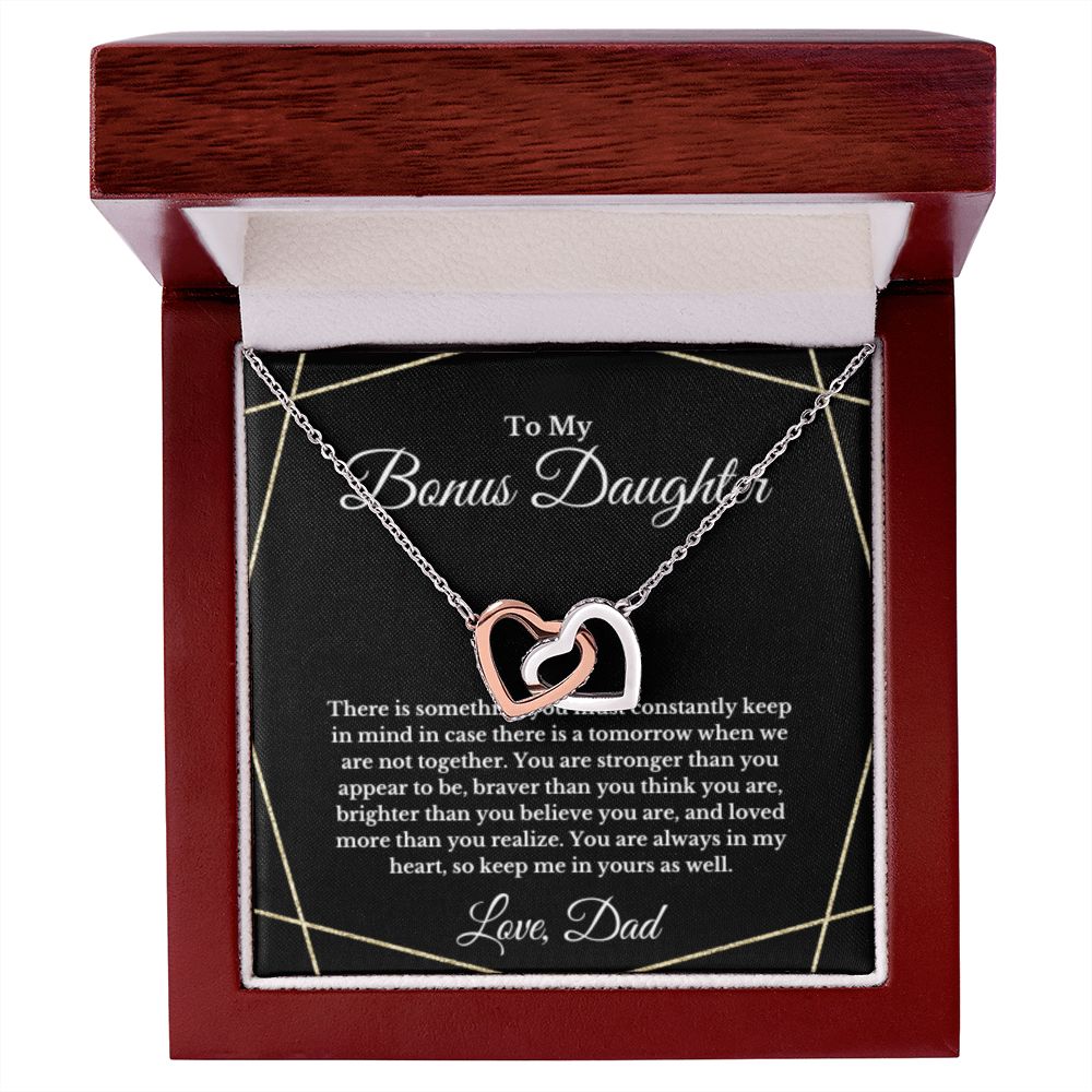 To My Bonus Daughter Necklace, Father Step Daughter Necklace, Birthday, Gifts to Bonus Daughter, Message Card Necklace