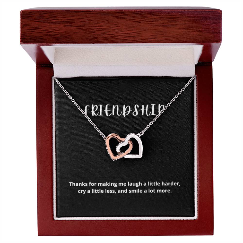 EllePendants Interlocking Hearts Friendship Necklace, Best Friend Necklaces, Friendship Necklaces Jewelry Long Distance Birthday Christmas