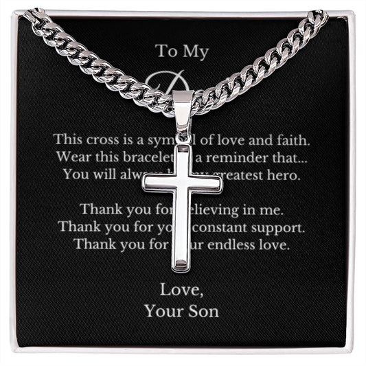 Cross Jewelry From Son for Dad, Grandson, Father, Husband, Godfather, Men Father's Day, Retirement, Christian Gift