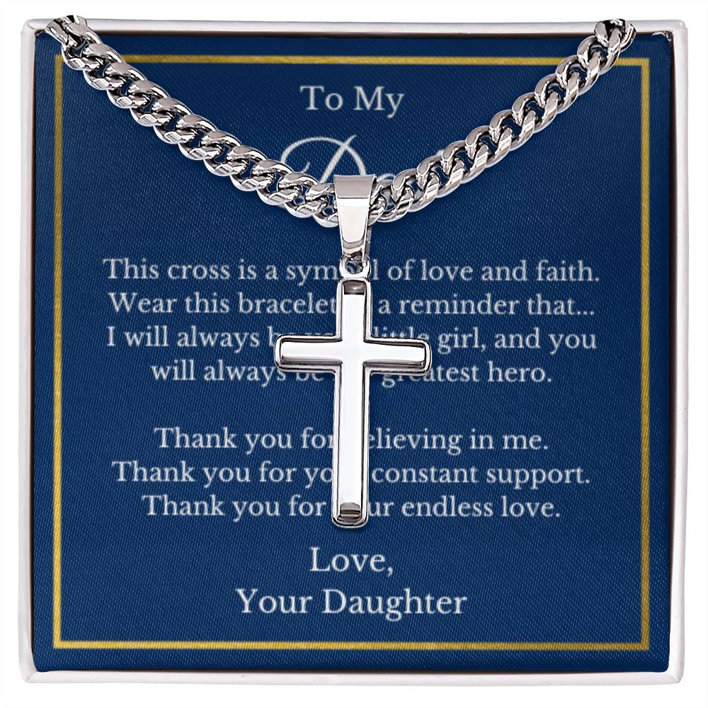 Cross Jewelry From Daughter for Dad, Grandson, Father, Husband, Godfather, Men Father's Day, Retirement, Christian Gift