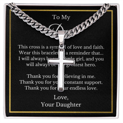 Cross Jewelry From Daughter for Dad, Grandson, Father, Husband, Godfather, Men Father's Day, Retirement, Christian Gift