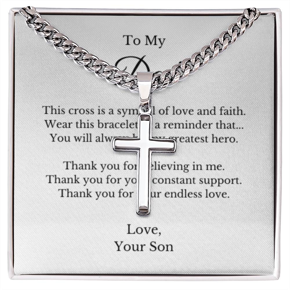 Cross Jewelry From Son for Dad, Grandson, Father, Husband, Godfather, Men Father's Day, Retirement, Christian Gift