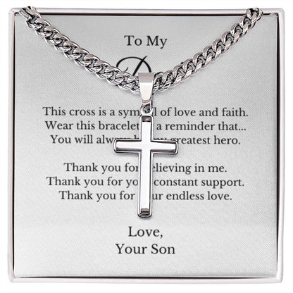 Cross Jewelry From Son for Dad, Grandson, Father, Husband, Godfather, Men Father's Day, Retirement, Christian Gift