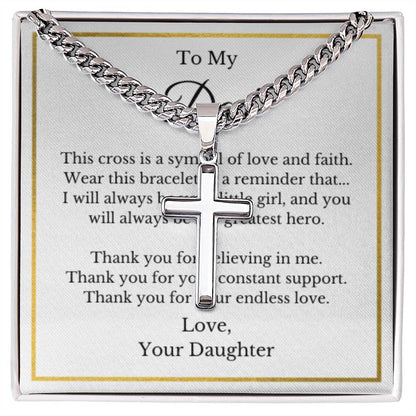 Cross Jewelry From Daughter for Dad, Grandson, Father, Husband, Godfather, Men Father's Day, Retirement, Christian Gift