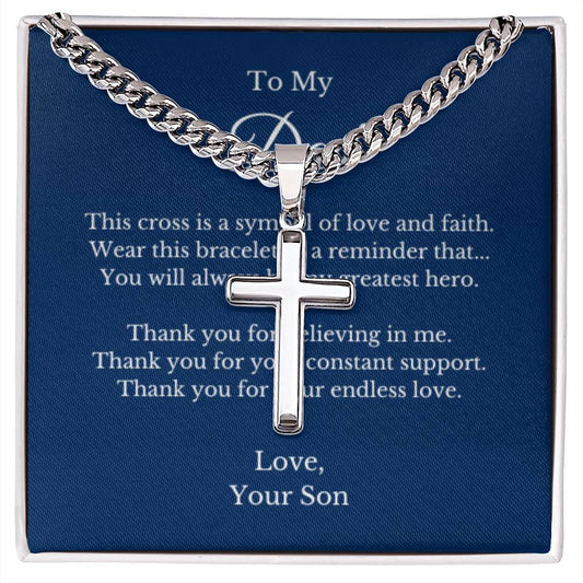 Cross Jewelry From Son for Dad, Grandson, Father, Husband, Godfather, Men Father's Day, Retirement, Christian Gift