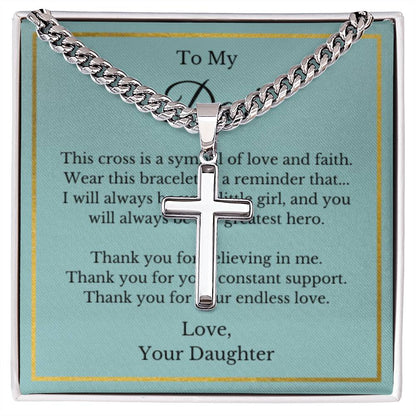 Cross Jewelry From Daughter for Dad, Grandson, Father, Husband, Godfather, Men Father's Day, Retirement, Christian Gift