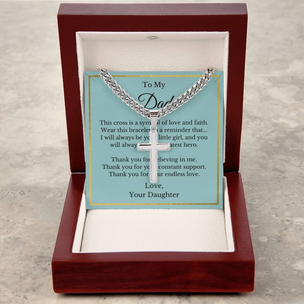 Cross Jewelry From Daughter for Dad, Grandson, Father, Husband, Godfather, Men Father's Day, Retirement, Christian Gift