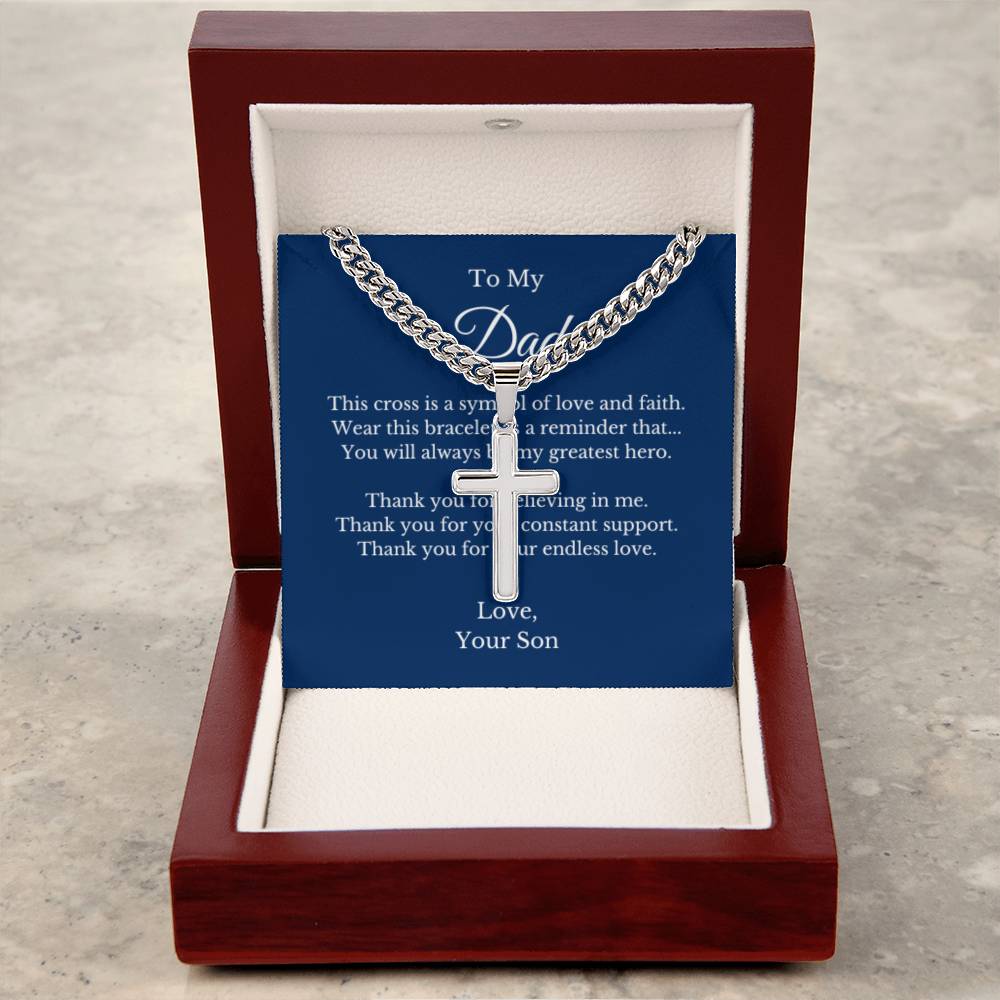 Cross Jewelry From Son for Dad, Grandson, Father, Husband, Godfather, Men Father's Day, Retirement, Christian Gift