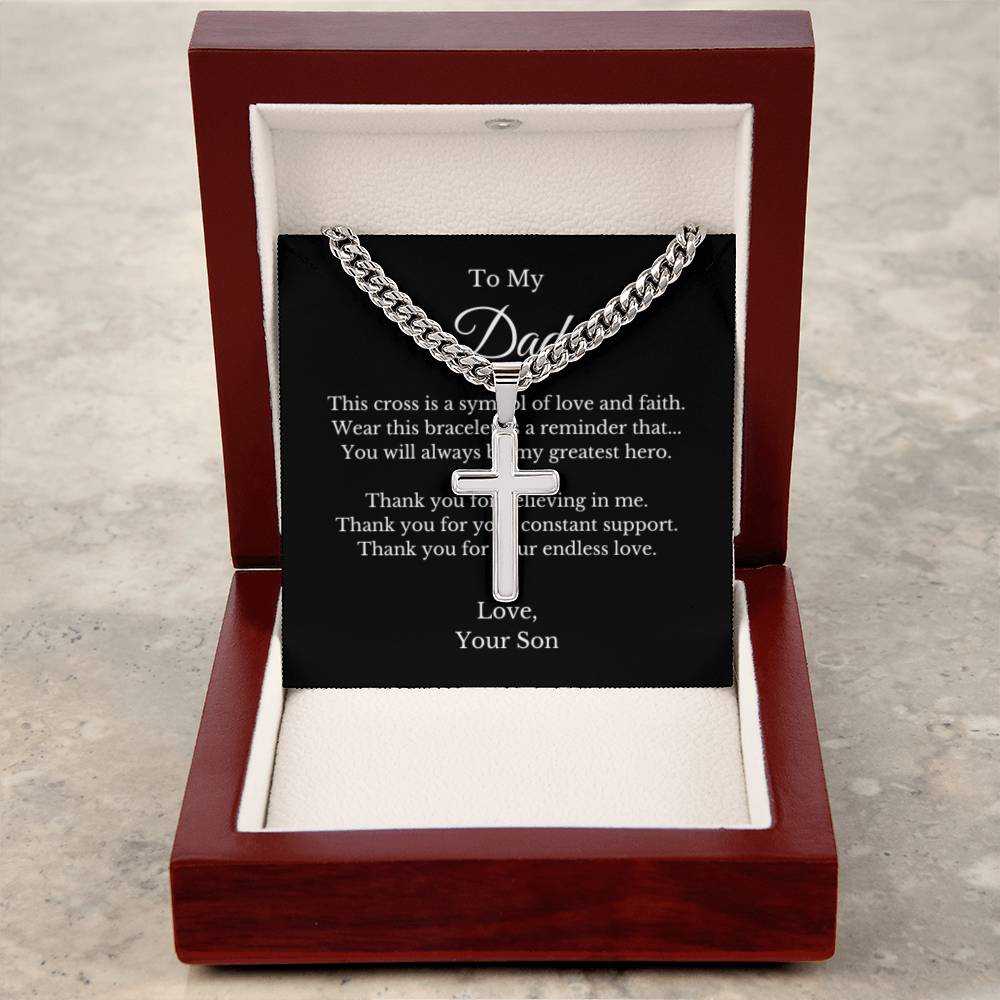 Cross Jewelry From Son for Dad, Grandson, Father, Husband, Godfather, Men Father's Day, Retirement, Christian Gift