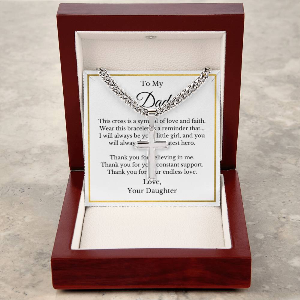 Cross Jewelry From Daughter for Dad, Grandson, Father, Husband, Godfather, Men Father's Day, Retirement, Christian Gift