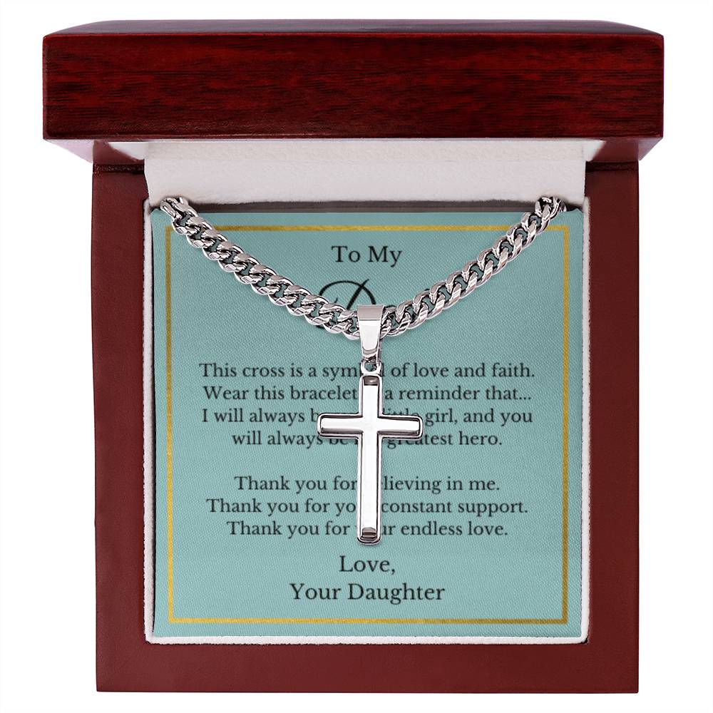 Cross Jewelry From Daughter for Dad, Grandson, Father, Husband, Godfather, Men Father's Day, Retirement, Christian Gift