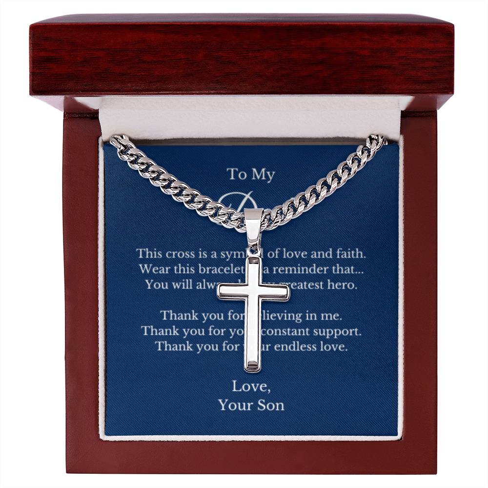 Cross Jewelry From Son for Dad, Grandson, Father, Husband, Godfather, Men Father's Day, Retirement, Christian Gift